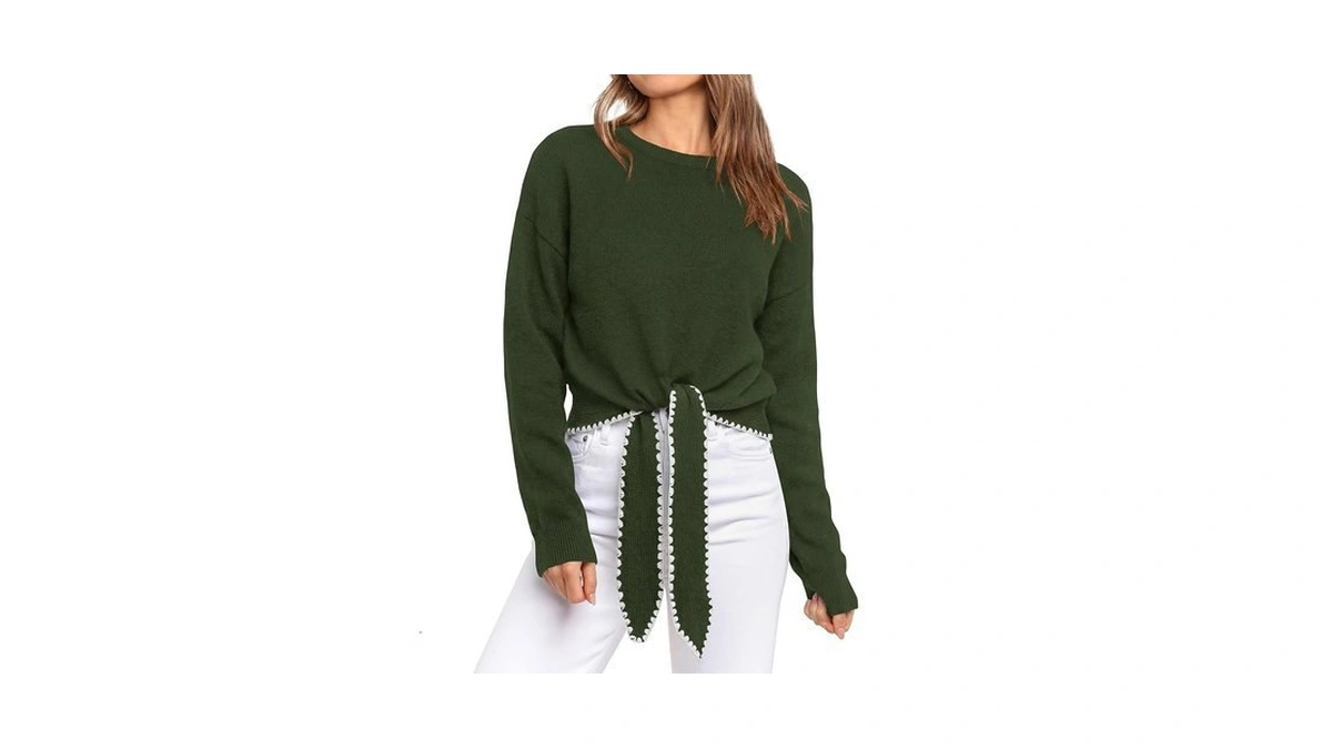Prettygarden Casual Long Sleeve Strappy Sweaters For Women