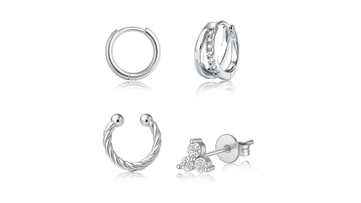 4 Pcs Hoop Earrings Set: Dainty Stud Earrings Trendy Small