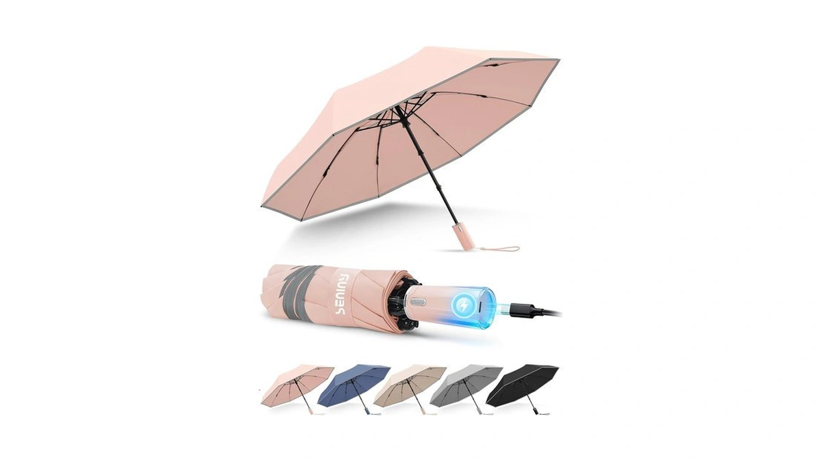 Seniny Rechargeable Electric Travel Umbrella, Auto Open Close Windproof