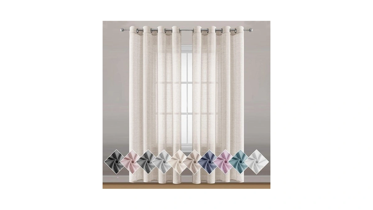 Miss Seletex Natural Linen Sheer Curtains For Living Room Elegant
