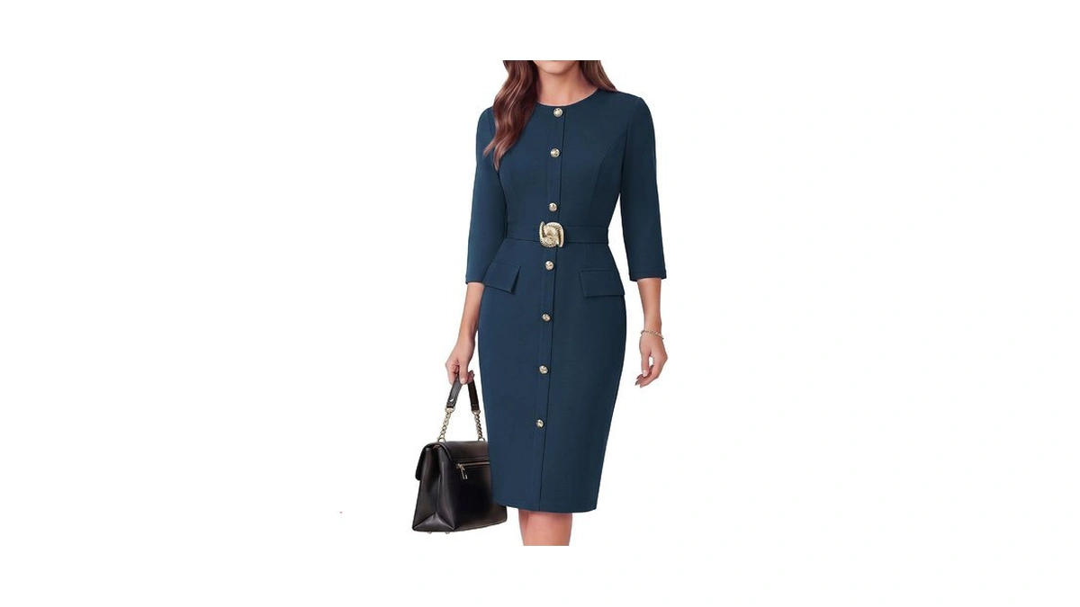 Grace Karin Women's 3/4 Sleeve Work Office Business Casual Dress