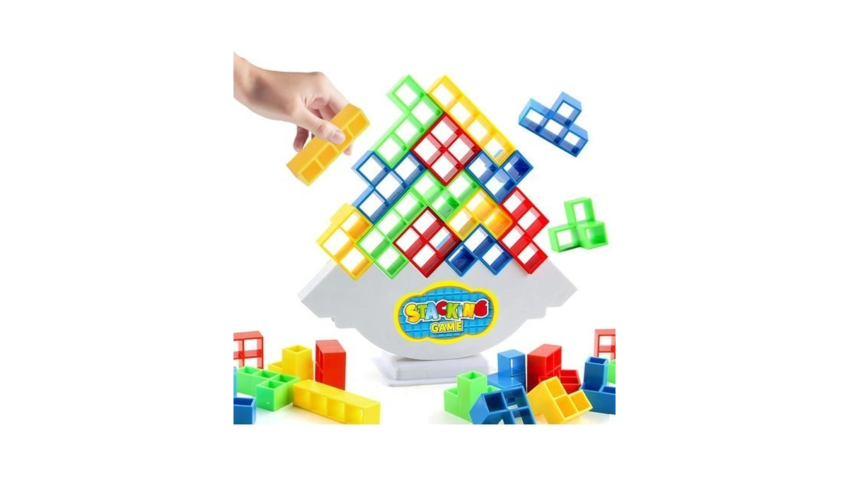 72pcs Tetra Tower Stacking Game W/66 Card Compatible With Tetris
