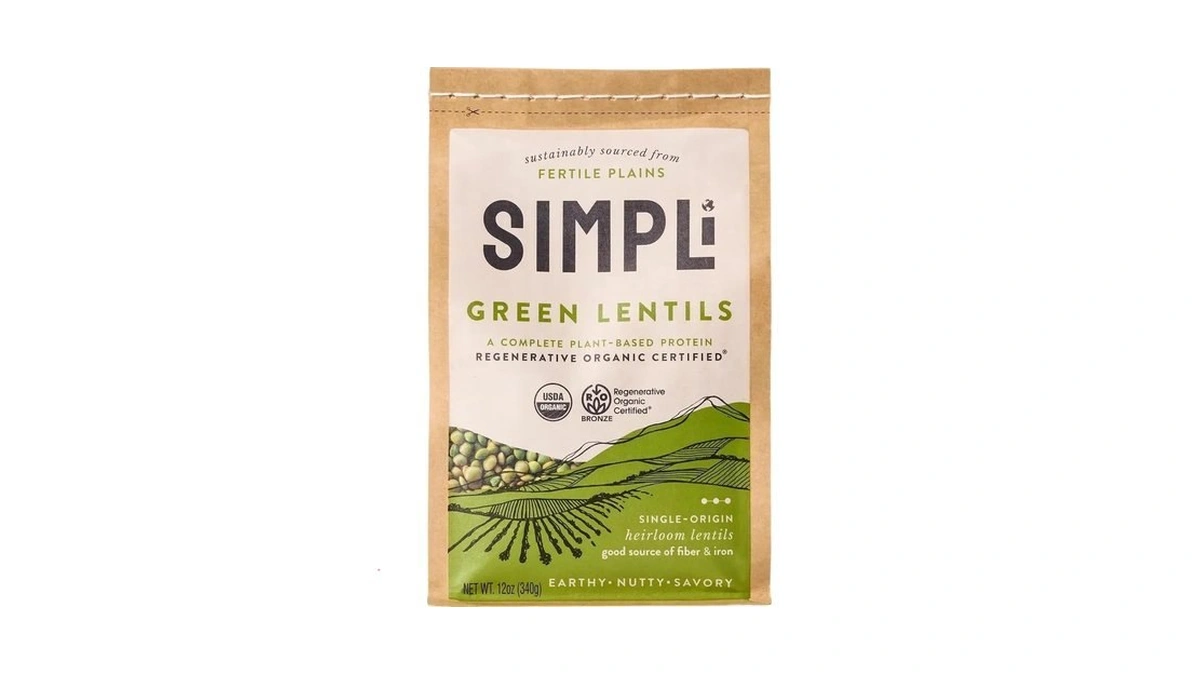 Simpli Regenerative Organic Certified® Green Lentils, High In Fiber &