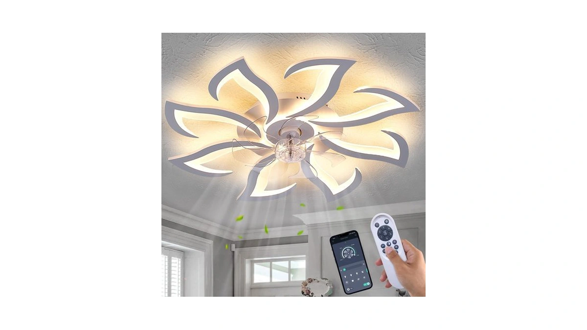 Huixute 32" White Modern 8-head Ceiling Fan With Lights Remote