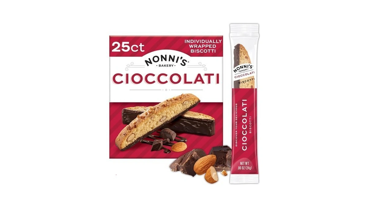Nonni's Cioccolati Dark Chocolate Almond Biscotti Cookies, 25ct (21.5oz)
