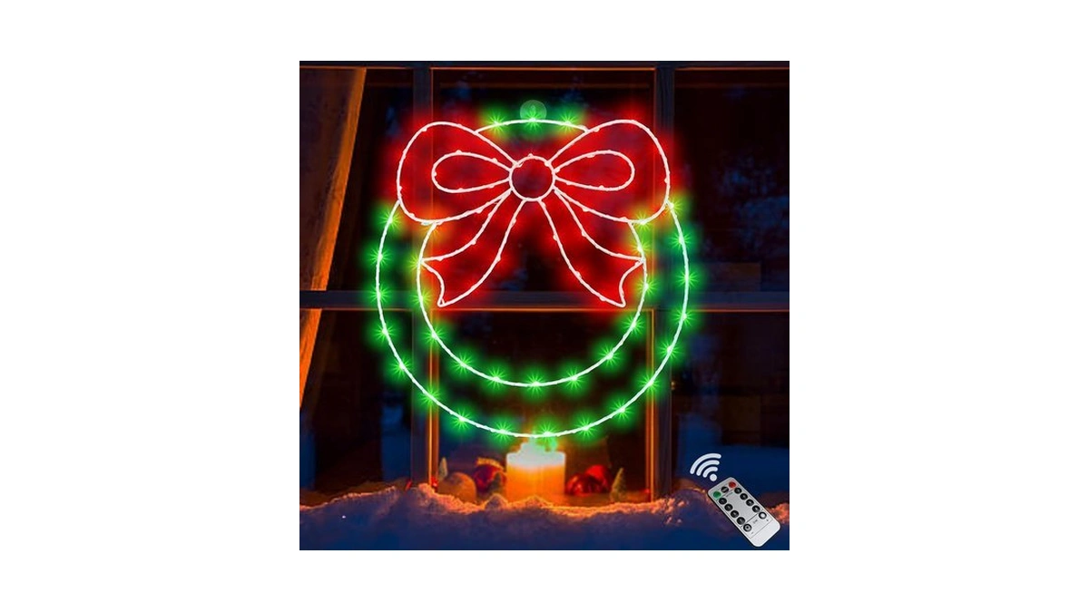 Cesof Christmas Window Lights Decorations Wre...