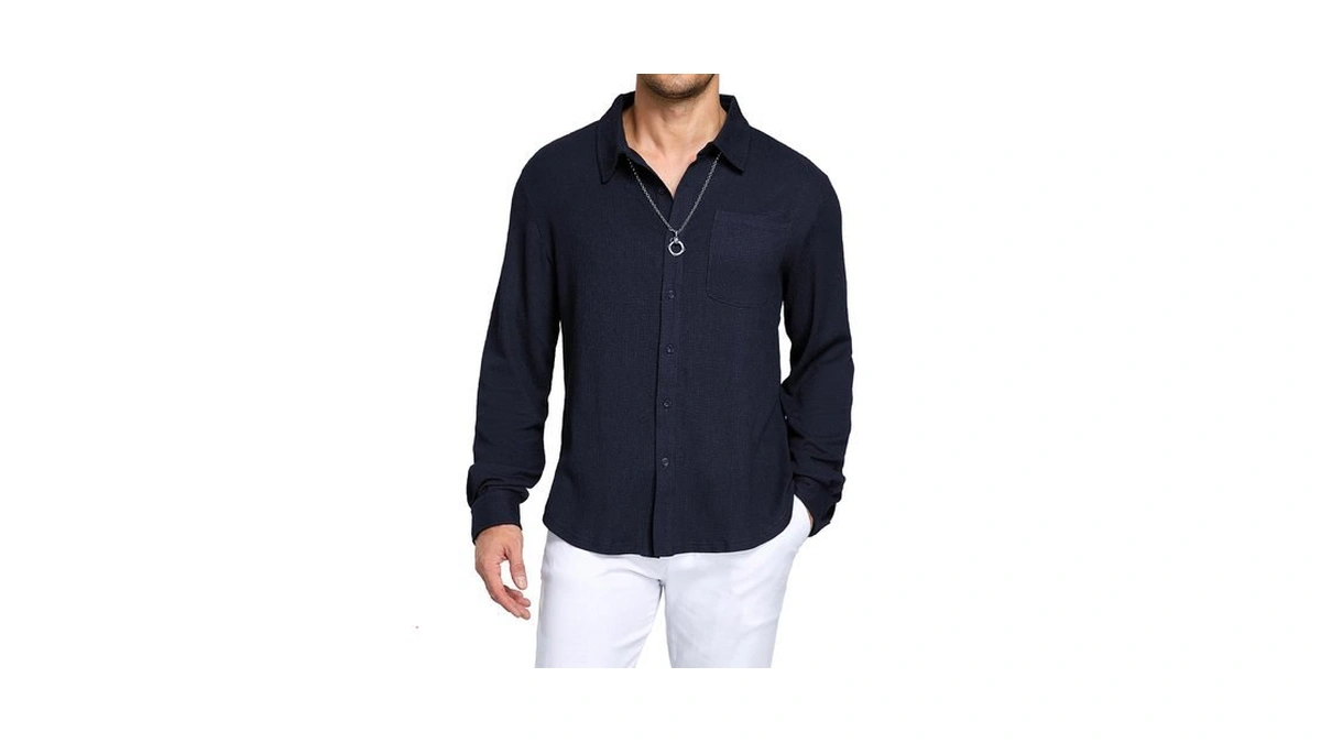 Ytd Mens Casual Button Down Shirts Long Sleeve Dress Business