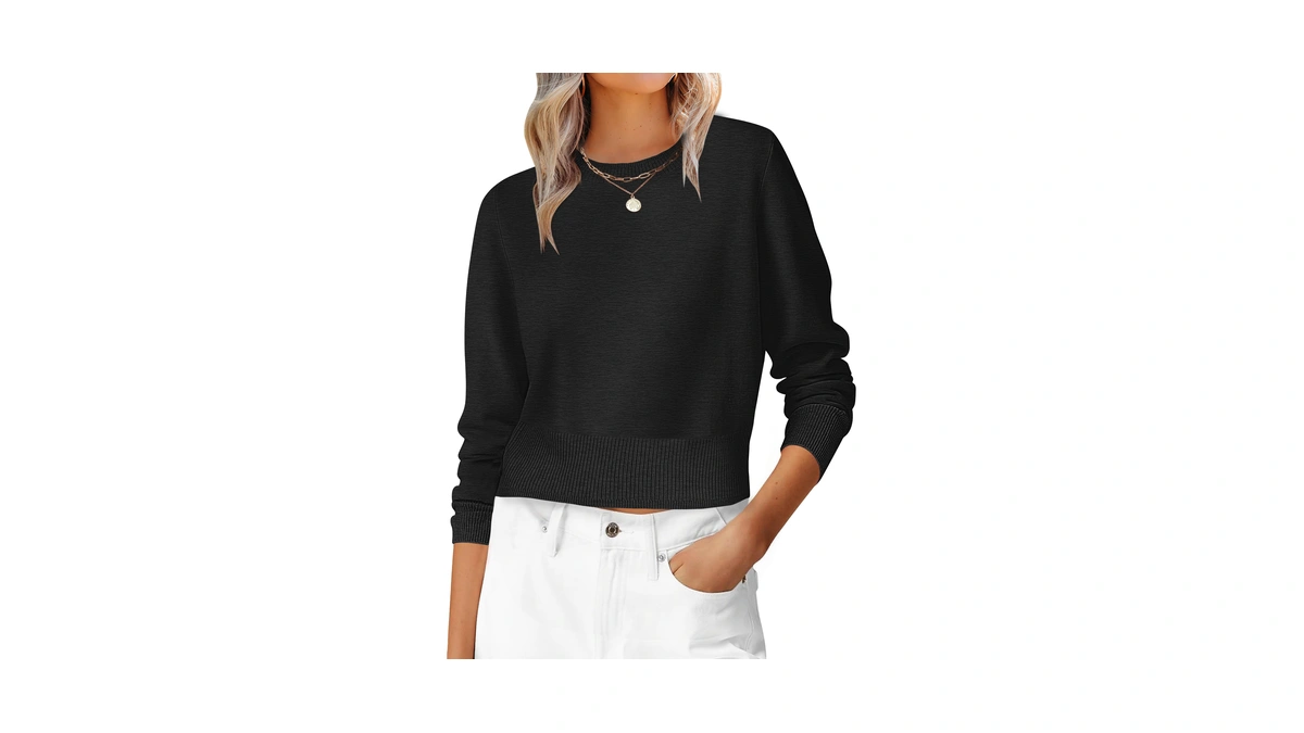 Anrabess Women’s Long Sleeve Cropped Crew Neck Lightweight Fall Sweaters