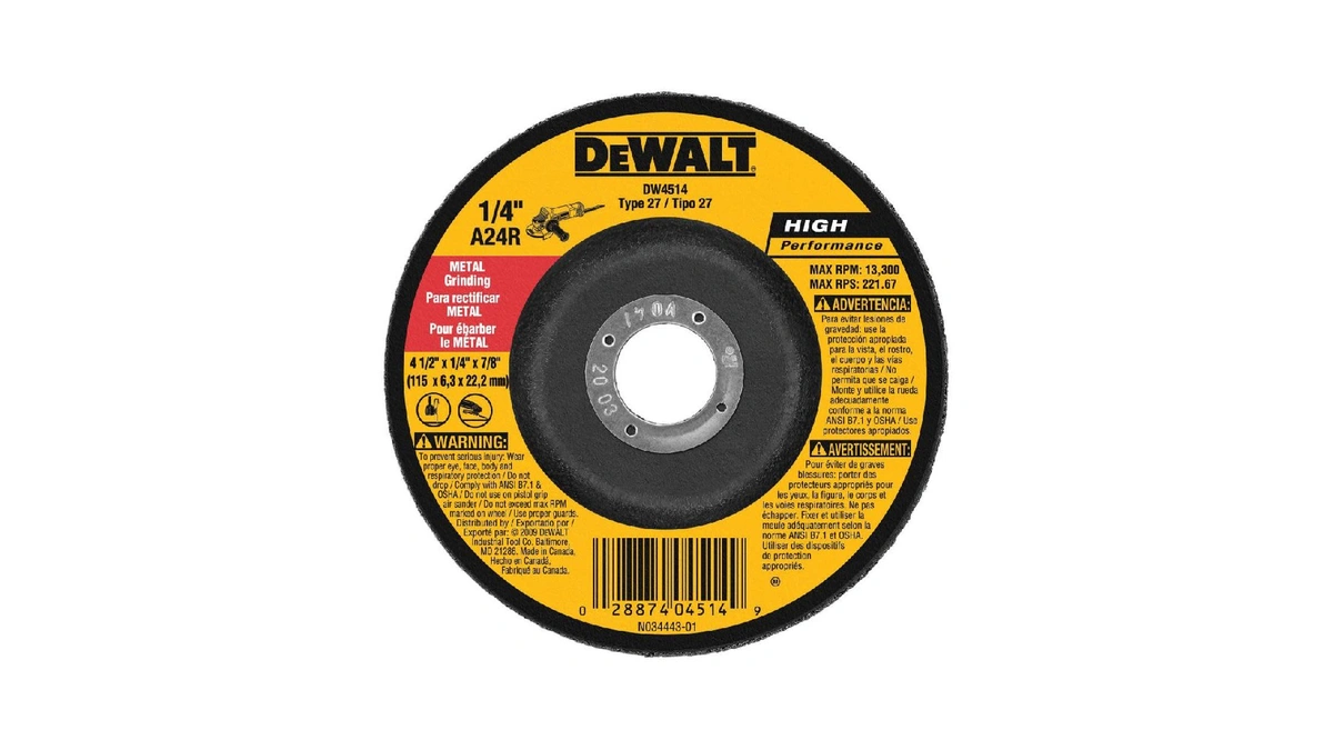 Dewalt Dw4514 1/4" Thick Grinding Wheel With 4-1/2" Diameter And