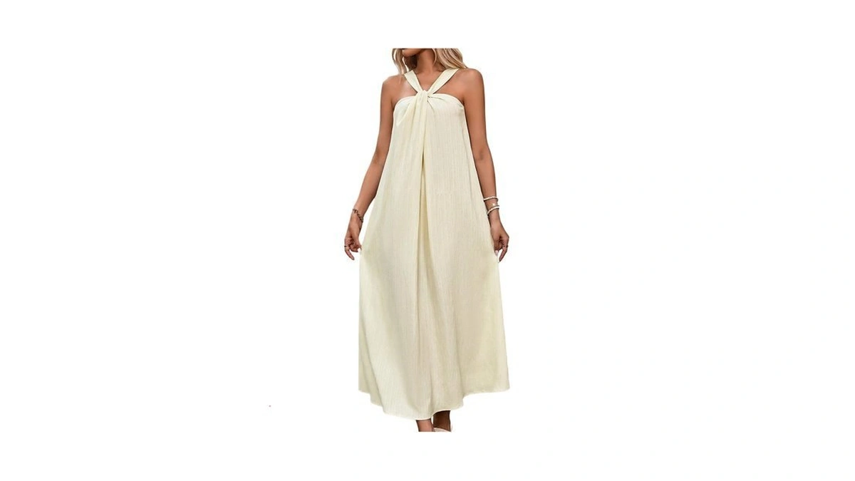 Milumia Women's Twist Knot Sleeveless Dress Vacation Flared Maxi Dresses