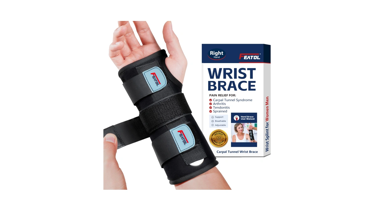 Featol Carpal Tunnel Wrist Brace Night Support, Adjustable Right Hand