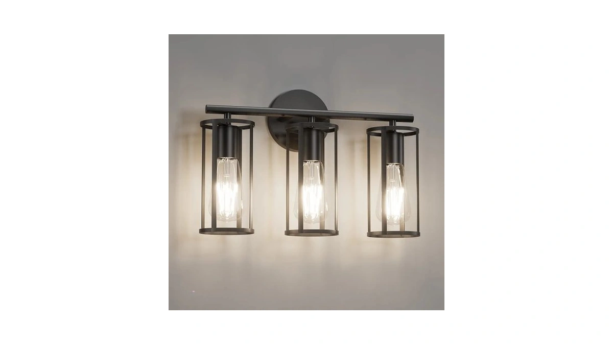 Aipsun Black Bathroom Light Fixtures,3 Lights Farmhouse Bathroom Light Fixtures