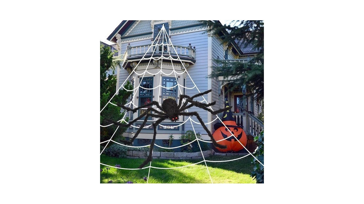 Ocato 200" Halloween Decorations Spider Web Outdoor +59" Giant Spider