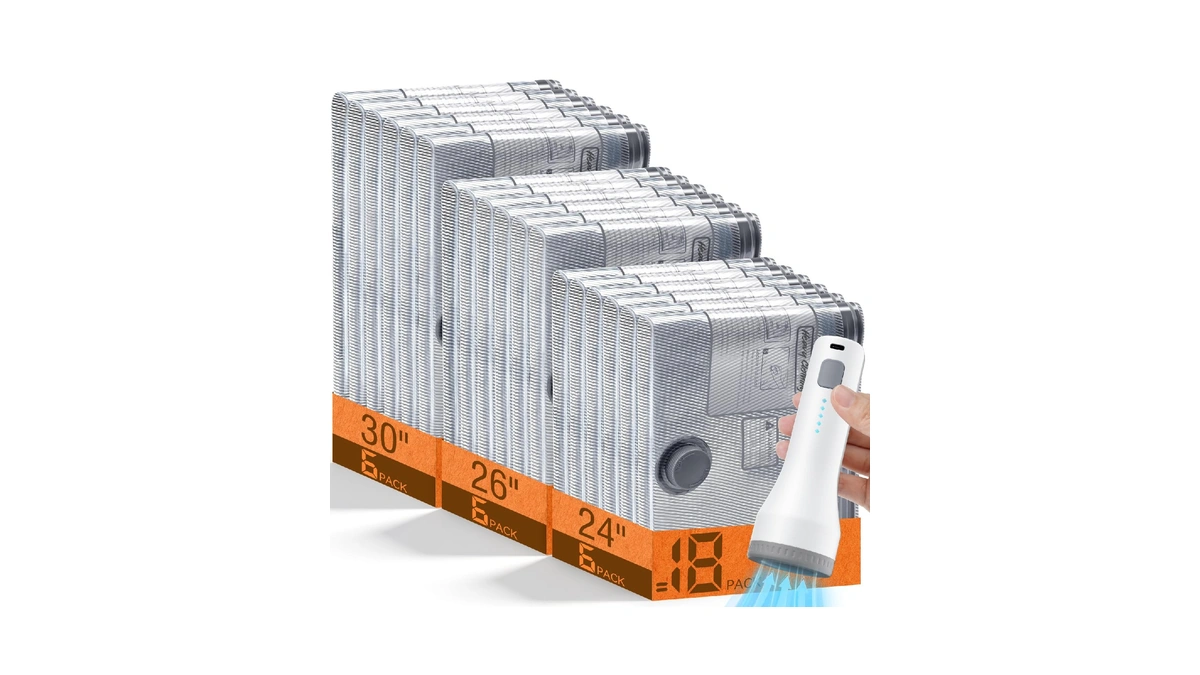 18 Pack Vacuum Storage Bags For Travel With Rechargeable Cordless