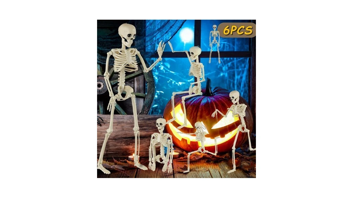 6 Packs Skeleton Halloween Decorations Outdoor With 16" Full Body