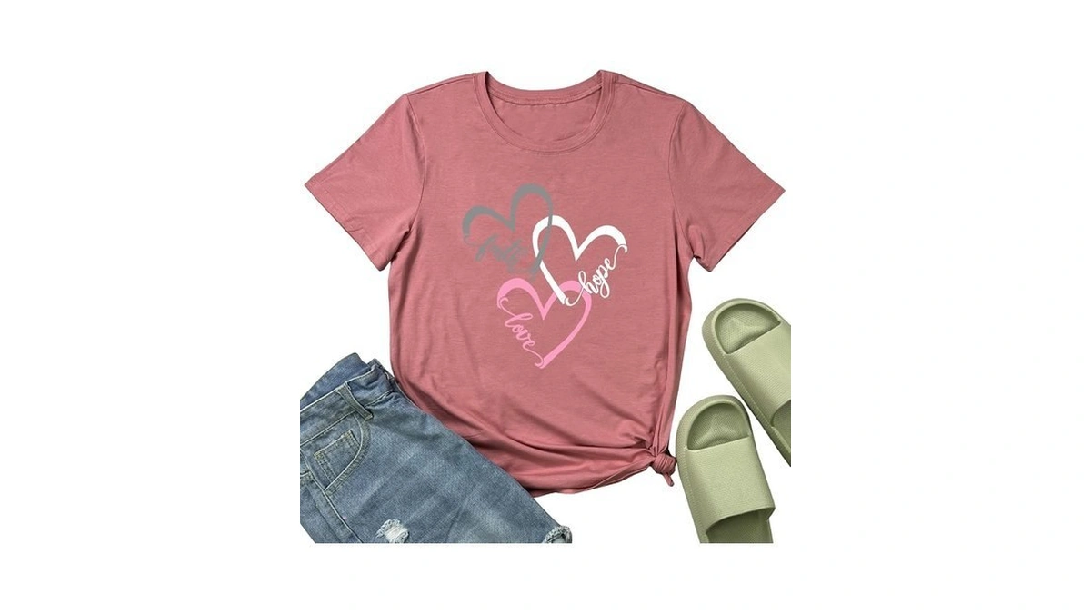 Yitan Women Graphic Tees Casual Cute T Shirts Mauve X-large