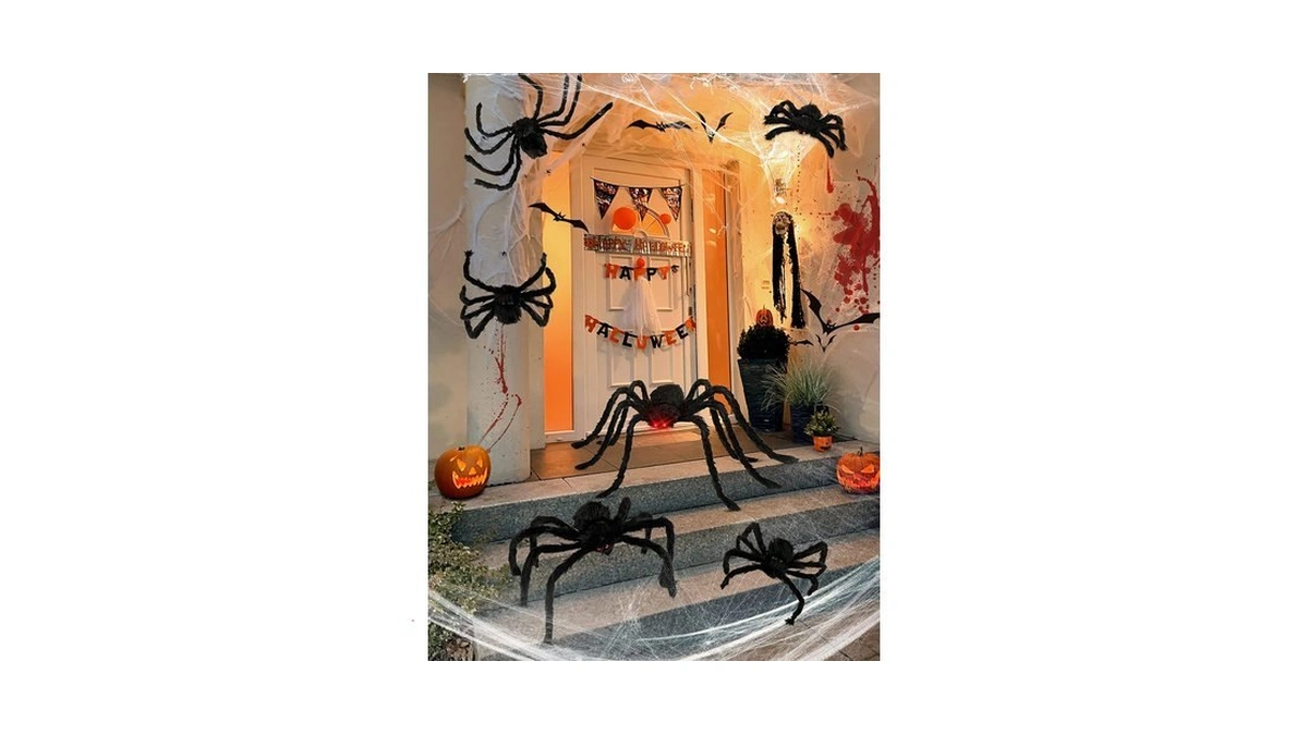 Hopoco Halloween Plush Spider Set, 6 Pack Scary Fake Spiders