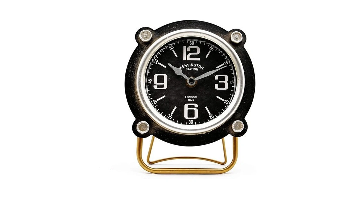 Glowmirth Steampunk Industrial Metal Retro Table Clock,handmade Vintage Desk Clock,battery