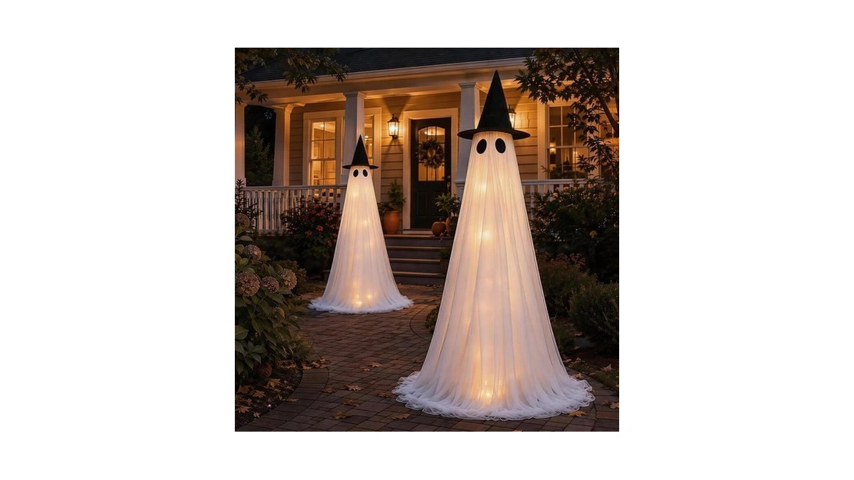 2 Pack 5 Ft Large Light Up Ghost Decor -