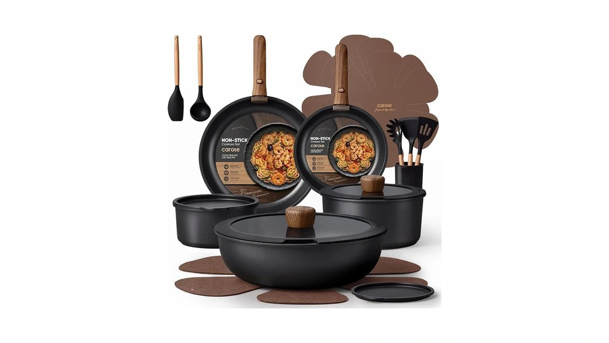 Carote 21pcs Pots And Pans Set Non Stick, Detachable Handle