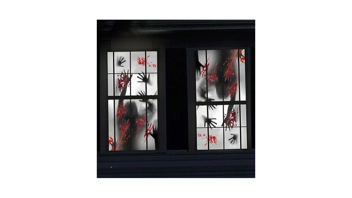 2pcs Halloween Giant Window Decorations Door Cover, Window Clings Poster