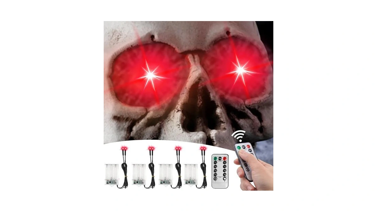 4 Pack Halloween Decoration Led Glowing Light Up Skulls Eyes,