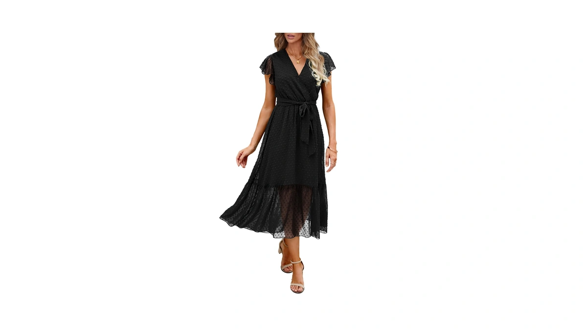 Btfbm Women Summer Casual Wrap V Neck Ruffle Cap Sleeve