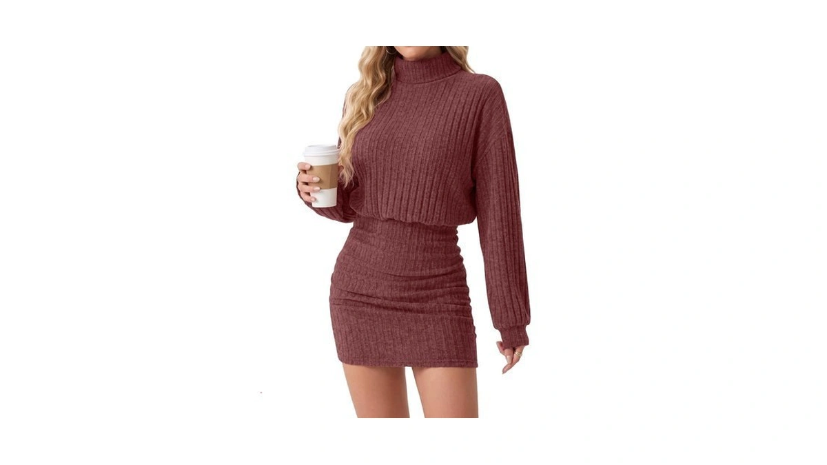 Himone Women's Sweater Dress Long Sleeve Casual Fall Winter Knit