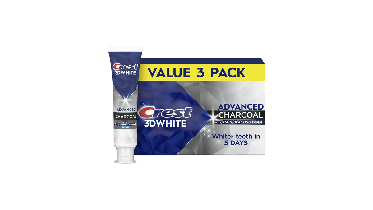 Crest 3d White Advanced Charcoal Teeth Whitening Toothpaste With Fluoride,