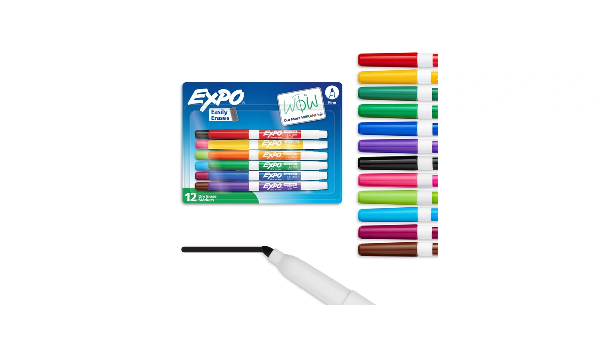Expo Dry Erase Markers, Low Odor Ink, Assorted Colors, Fine
