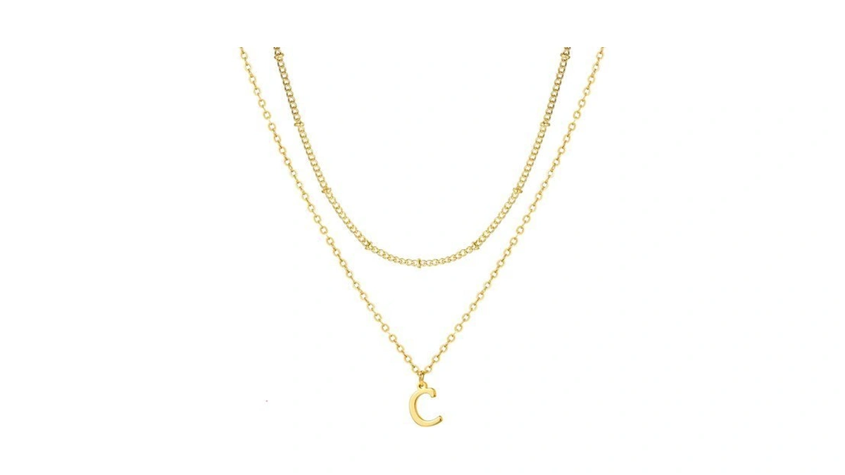 Gold Initial Necklaces For Women, 14k Gold Plated Letter Necklace
