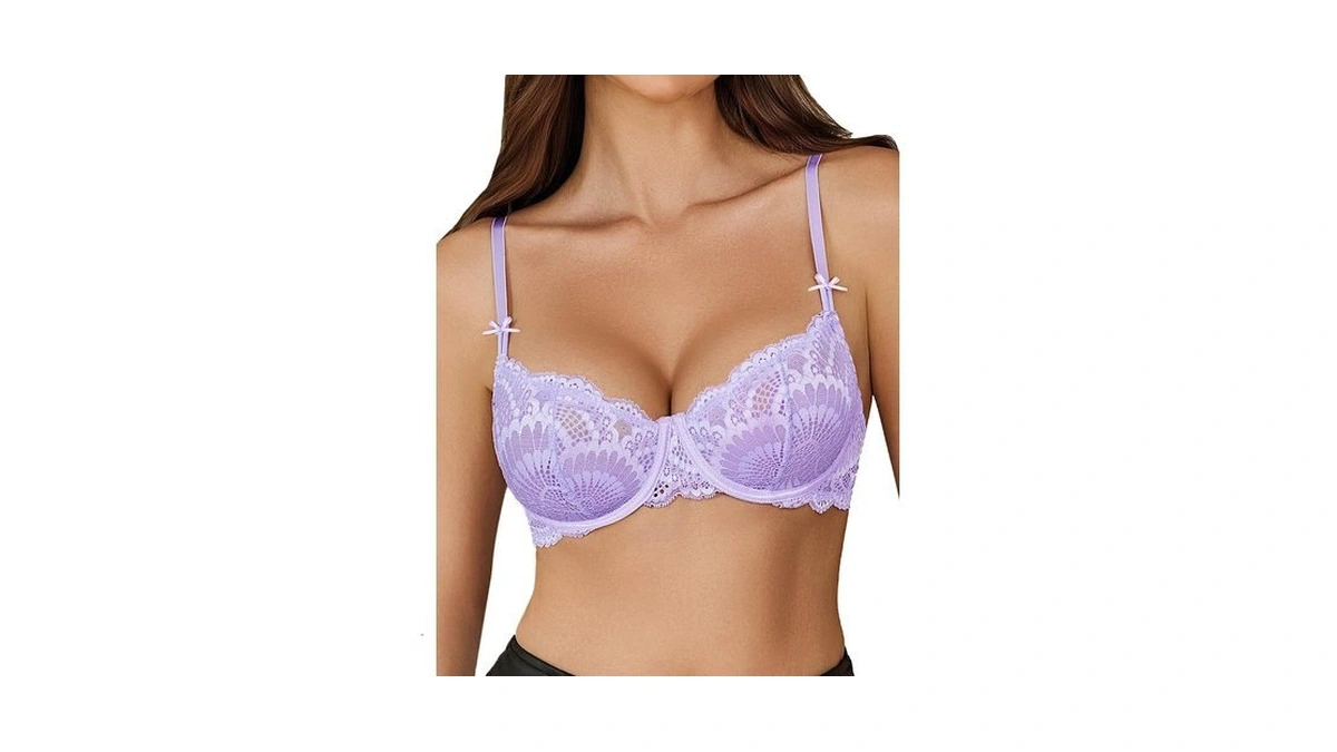 Avidlove Women's Sexy Lace Bra Sheer Underwire Unlined Balconette Everyday