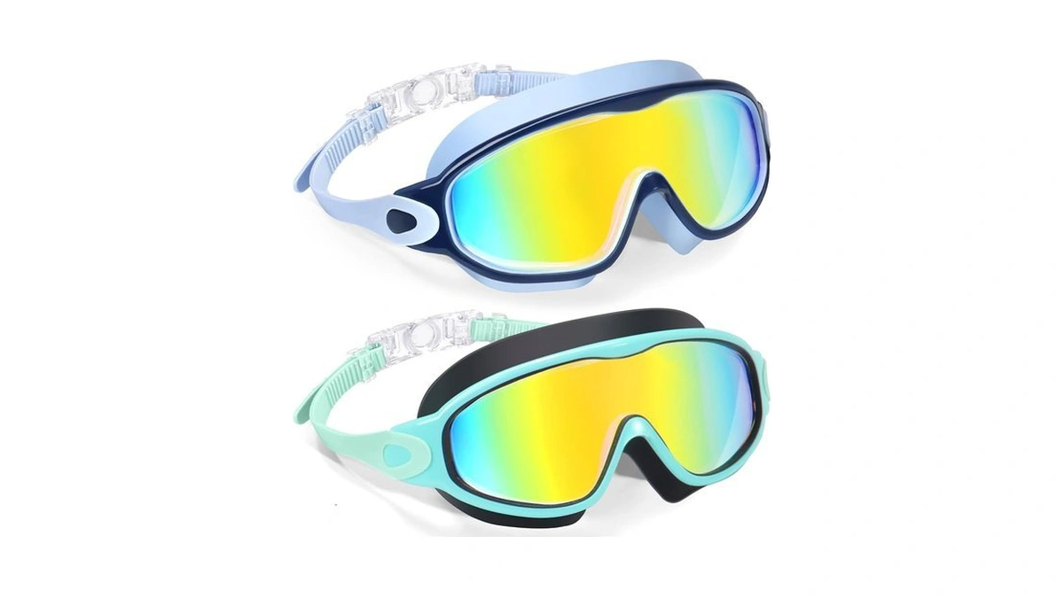 2 Pack Kids Swim Goggles Wide View Anti-fog & Uv