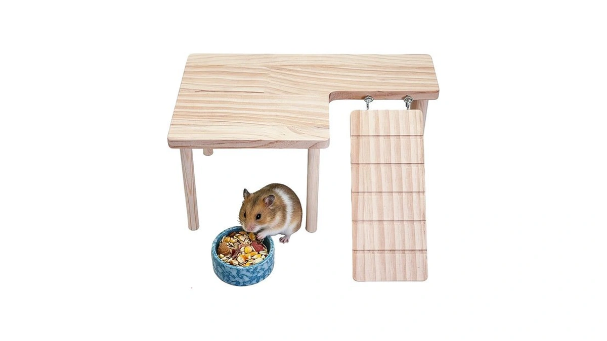 Wooden Hamster Platform With Ladder Rat Climbing Activity Playground Platform
