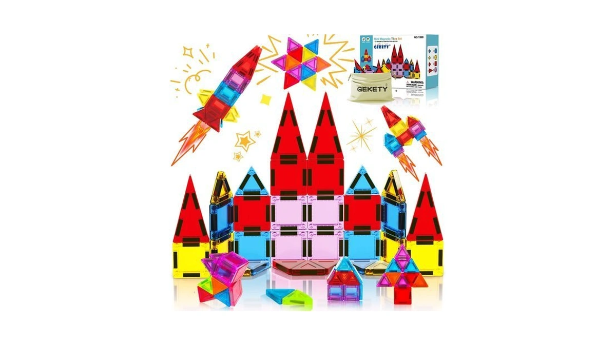 Gekety Mini Magnetic Tiles, 32 Pcs