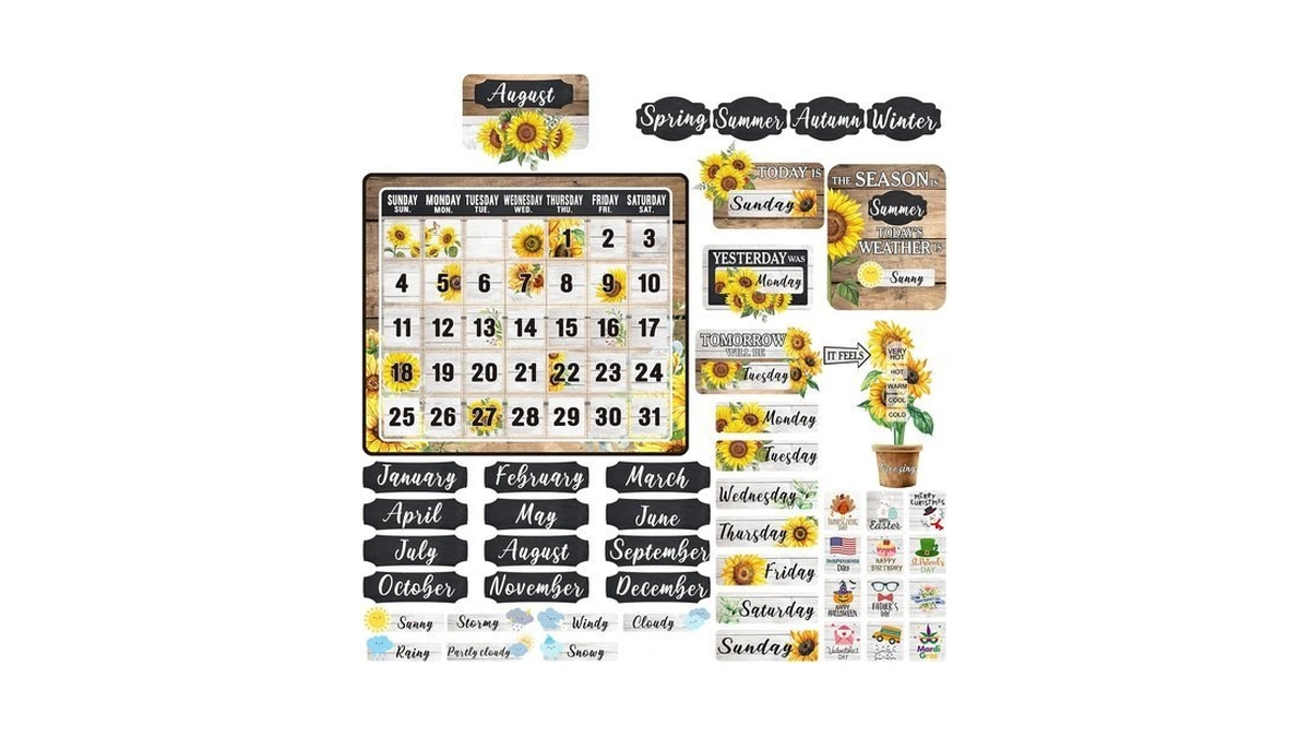 Cholemy 85 Pcs Calendar Bulletin Board Set Classroom Calendar Bulletin