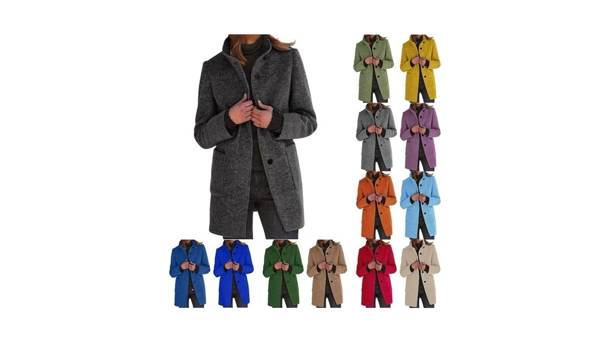 Zwrxw Long Pea Coats For Women Wool Blend Coat Single-breasted