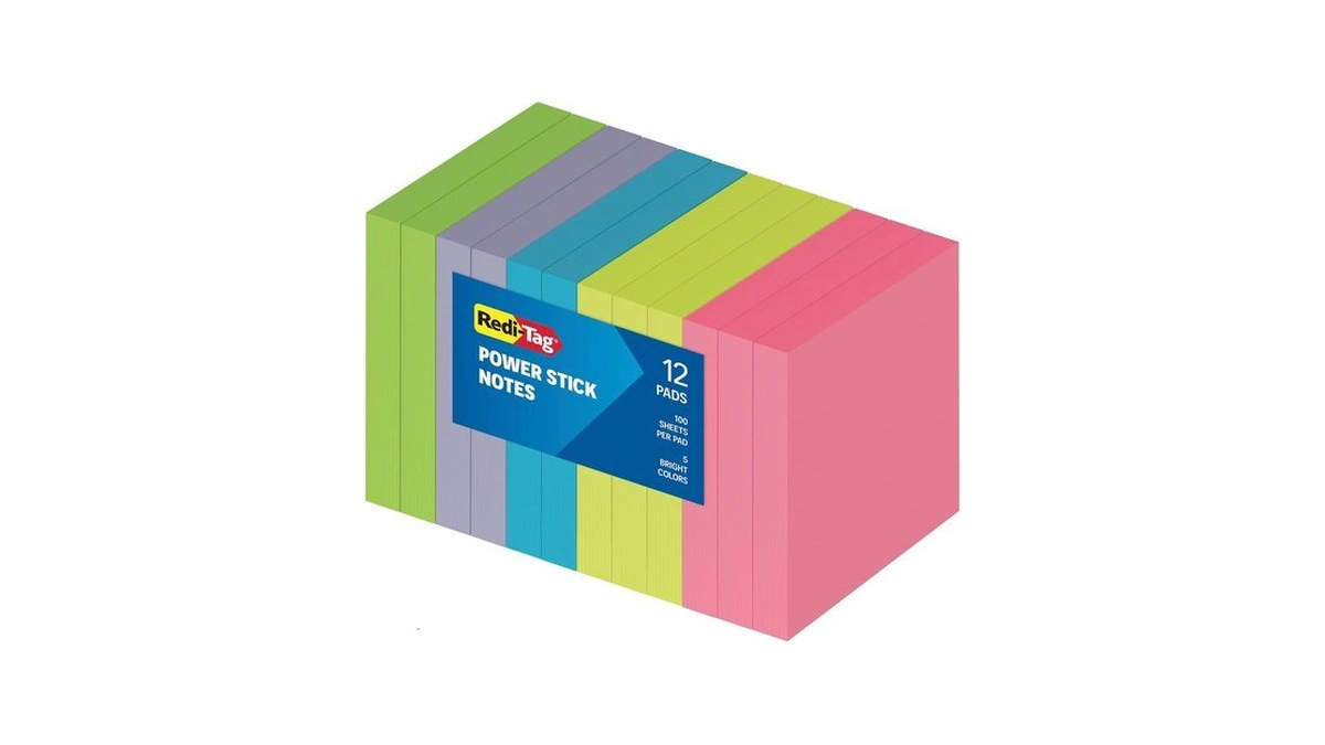 Redi-tag Sticky Notes, Power Stick Notes, Adhesive Reminders, 3" X