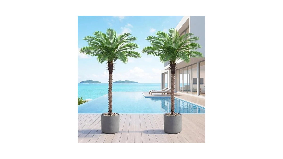 Zyfera 6ft Artificial Phoenix Palm Tree 2pack, Faux Palm Trees