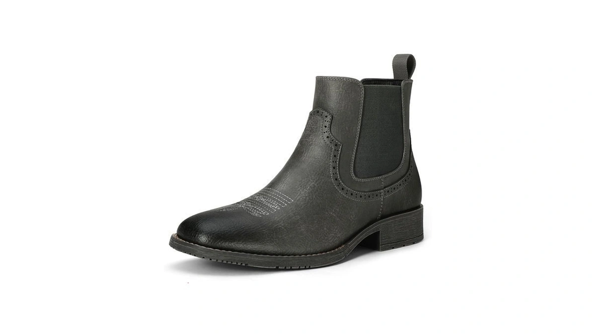 Truveld Men's Ankle Slip On Chelsea Cowboy Boots Square Toe