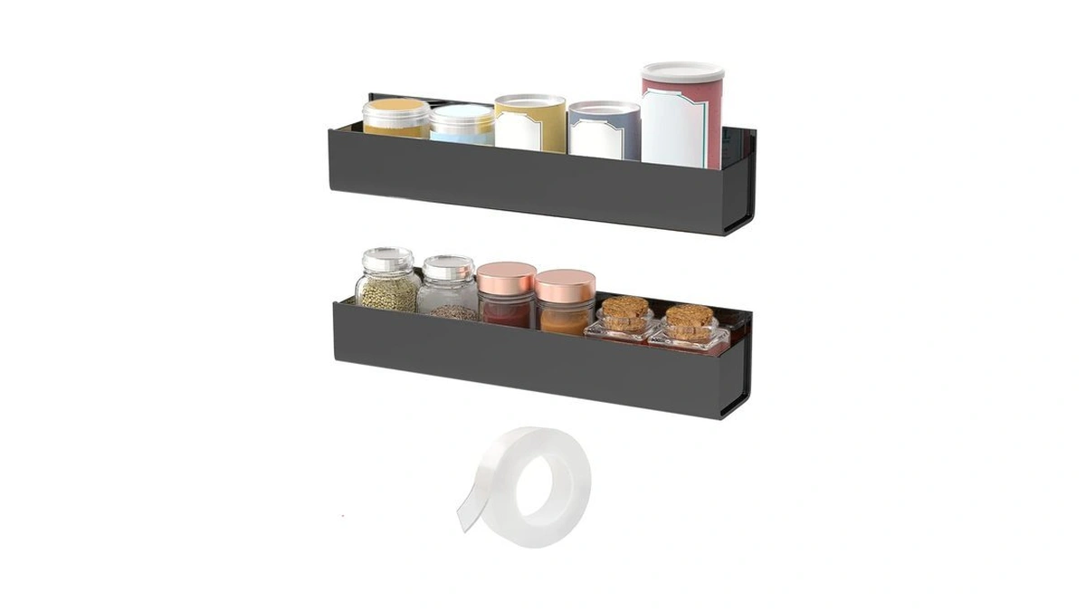 Vaehold Adhesive Acrylic Spice Rack With Nano Double Sided Tape