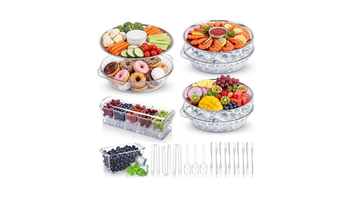 Tiangrid 23 Pcs Chilled Serving Tray 11.8" Compartment Board With