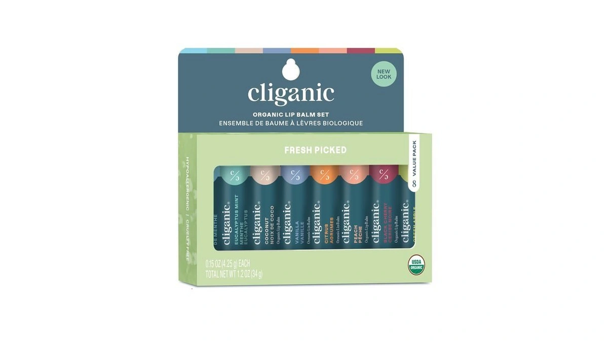 Cliganic Organic Lip Balm Set, 8 Flavors 100% Natural For