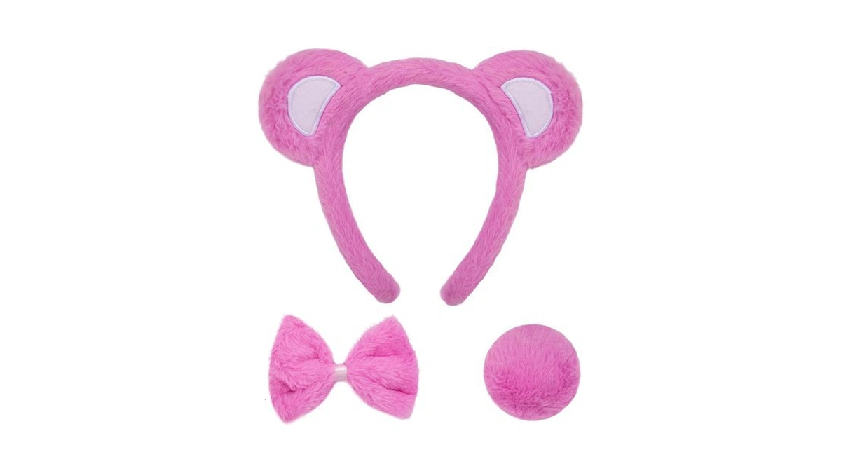 Jialwen Bear Ears Headband With Tail Bowtie Set Animal Bear