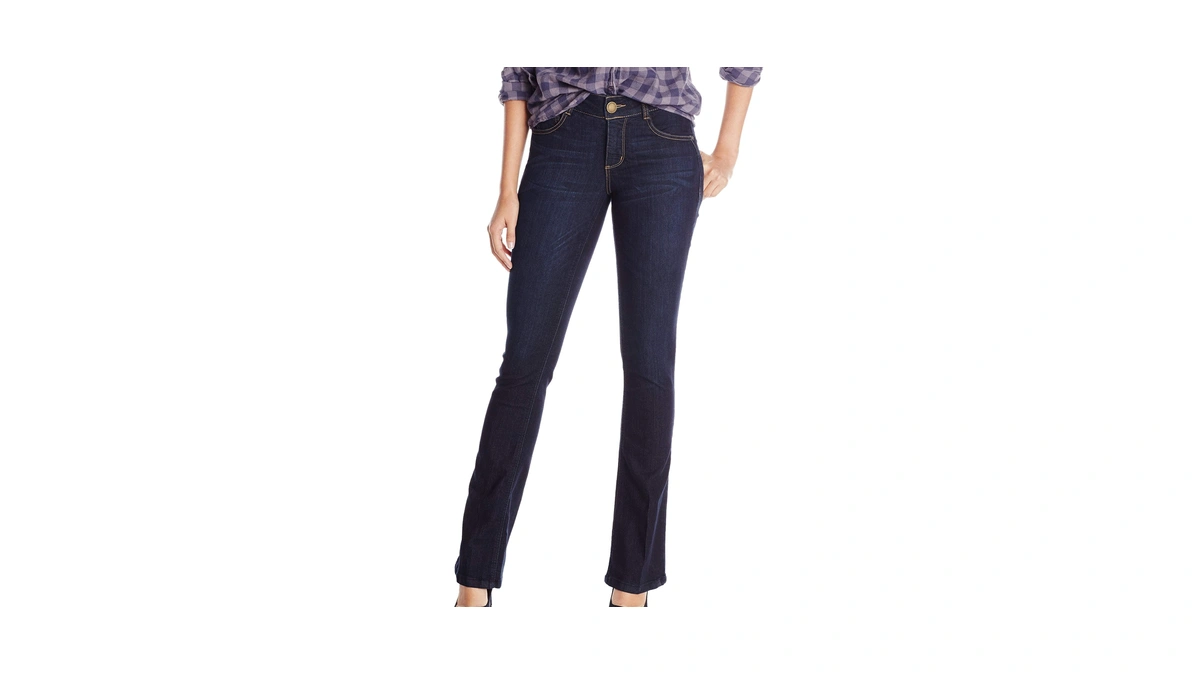 Democracy Womens Absolution Itty Bitty Boot Jeans, Indigo, 10 Long