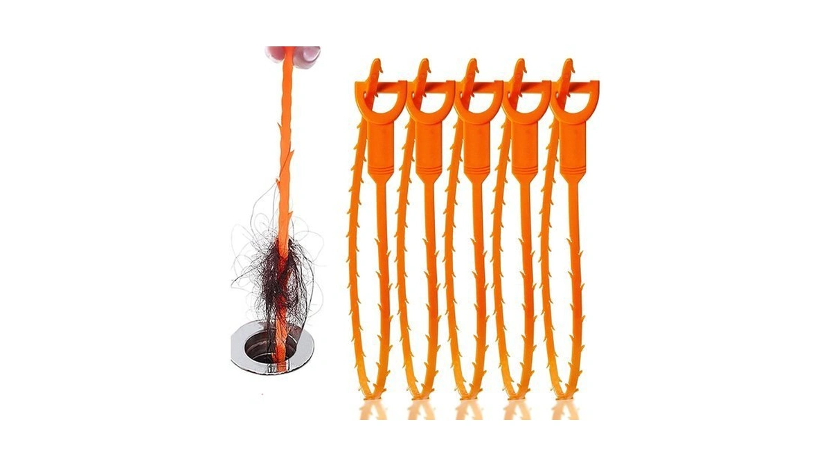 Lslcqw 5 Pack 25inch Drain Clog Remover, Snake Drain Cleaner