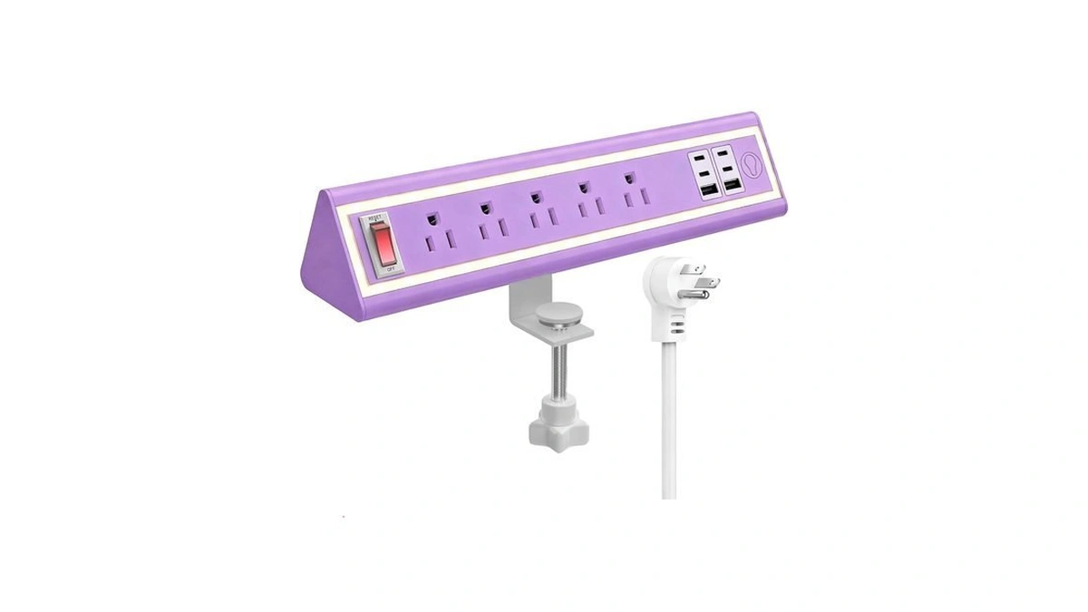 Nyytge Desk Clamp Power Strip With Nightlight, 40w Fast Charging,