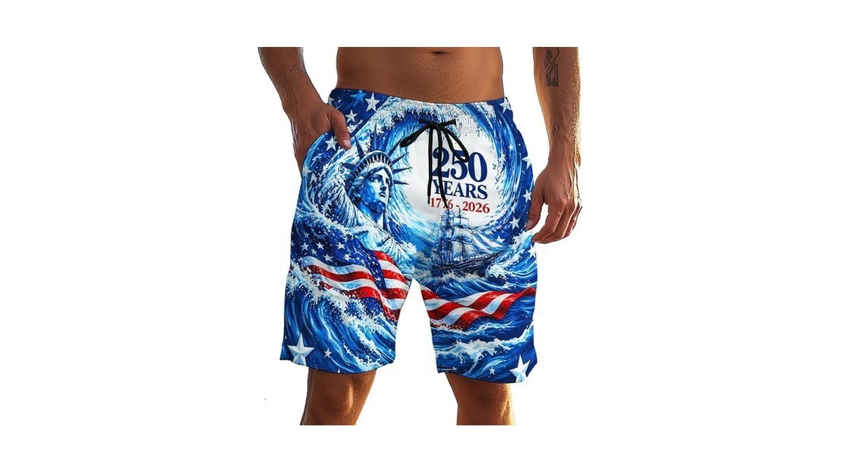 Tengboky 250 Anniversary Usa Swim Trunks Men Board Shorts Swimwear