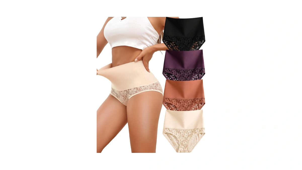 Qdwqdw Tummy Control Womens Underwear Seamless High Waist Lace Shapewear