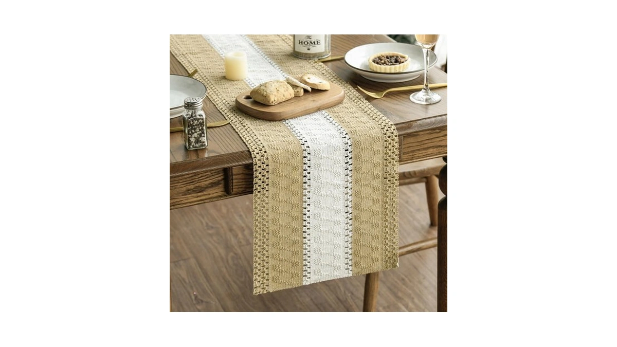 Artoid Mode Burlap Brown Farmhouse Woven Table Runner 12x108 Inch